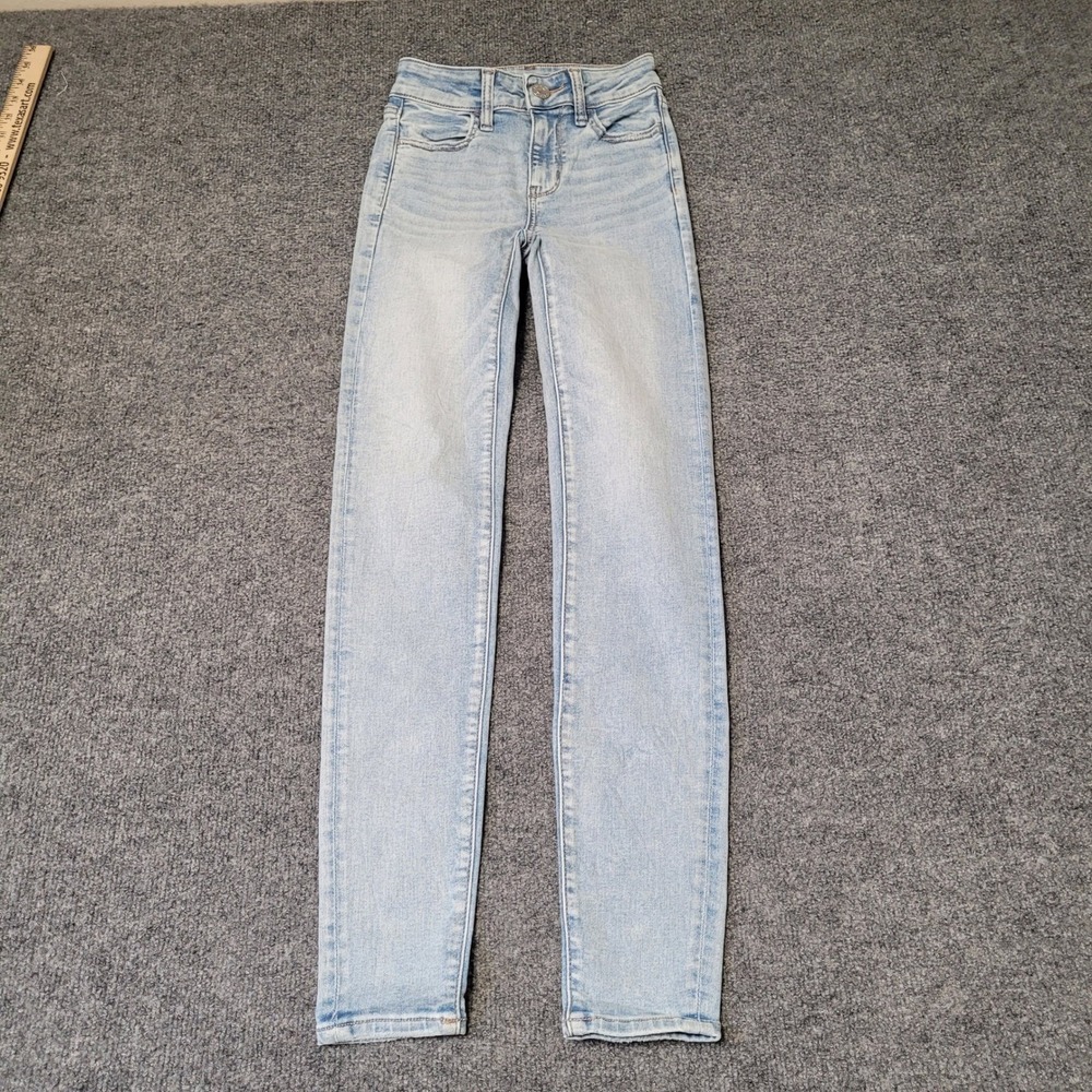 American Eagle Jeans Womens Size 00 Light Wash Skinny Next Level Stretch Denim